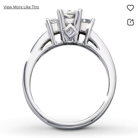 Three-Stone Diamond Ring 1 ct tw Princess-cut 14K White Gold - Picture 3 of 8